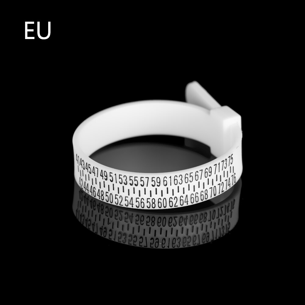 1PC UK/US/EU/JP Ring Ruler Measurer Finger Ring Gauge Tester With Magnifier Jewellery Making Ring Band Men and Womens: White-EU