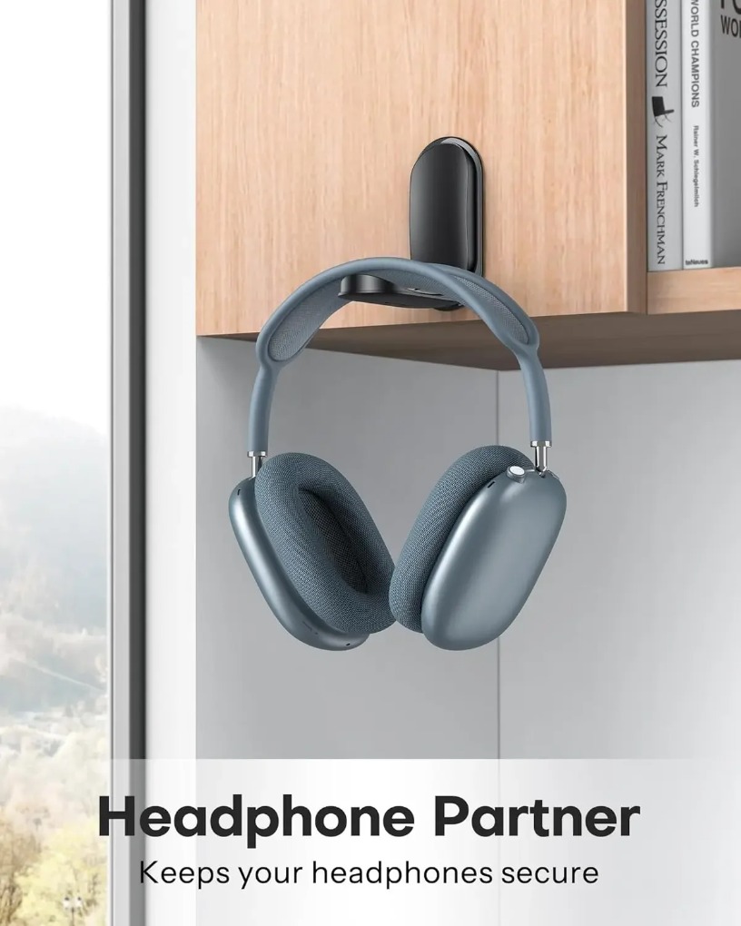 Magnetic Headphone Stand for Gaming Headphones Space Saving Organizer Under Desk Mount No Tools Installation Headset Hanger