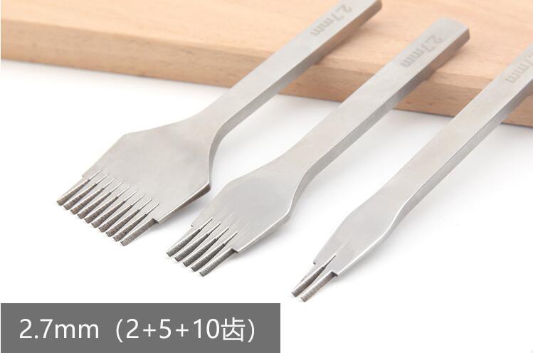 2.7/3.0/3.38/3.85 mm French Style Leather Craft Hole Punches Stitching Punch Tool Set Leather Craft Europe Oblique Flat Cut: 2.7mm set