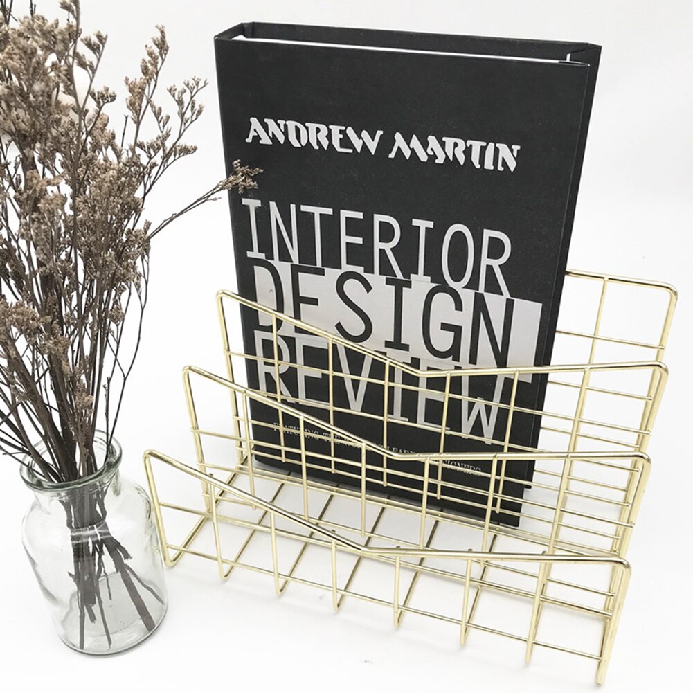 Office Paper Desktop Organizer Document File Letter Book Brochure Tray Stand Metal Mesh Magazine Layered Storage Rack Shelf
