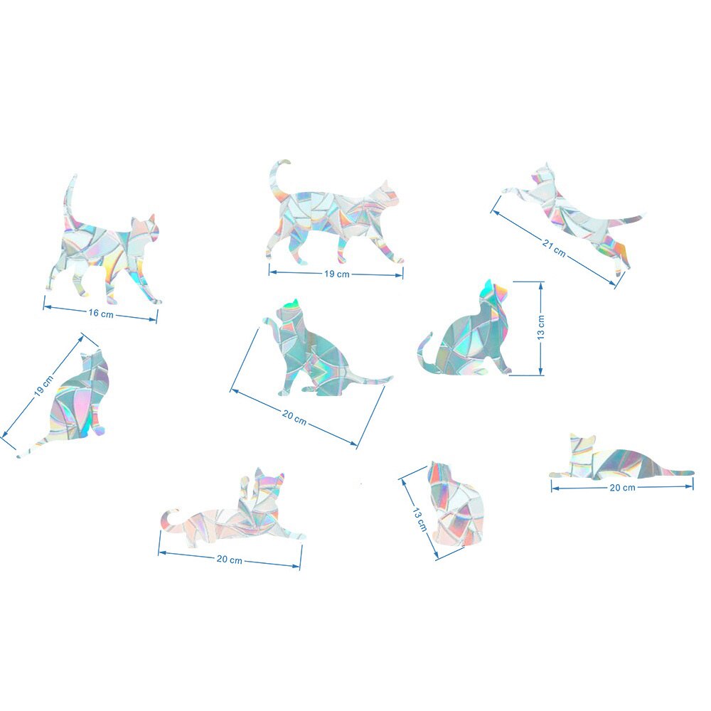 Rainbow Cat Dog Suncatcher Window Stickers PVC Electrostatic Glass Window Animal Decal For Kids Rooms Bedroom Nursery Home Decor: 9Pcs - Cat