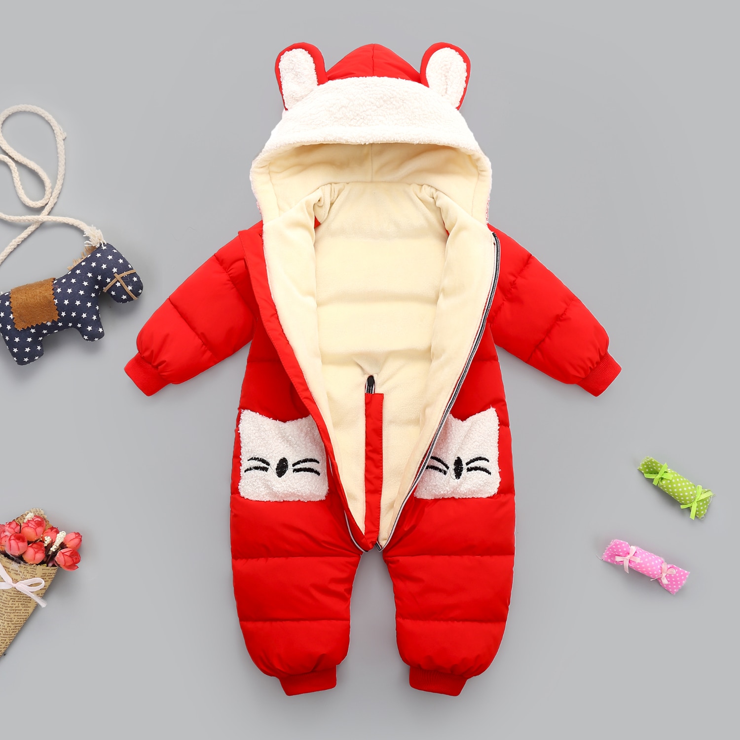 Born onesie vinter baby fløjl tøj romper til pige dreng jumpsuit børn frakke overalls børn kostume spædbørn tøj