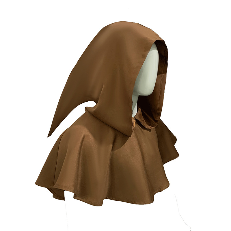 Halloween cloak, death, wizard, priest, monk, short cloak, medieval, retro, for men and women, festival, role-playing, long pointed hat, hooded cloak: Green