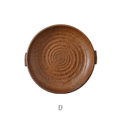 Kinglang vintage retro tallrik med handtag restaurang servis familj rund tallrik sallow tallrik västerländsk middagsfat: D / L