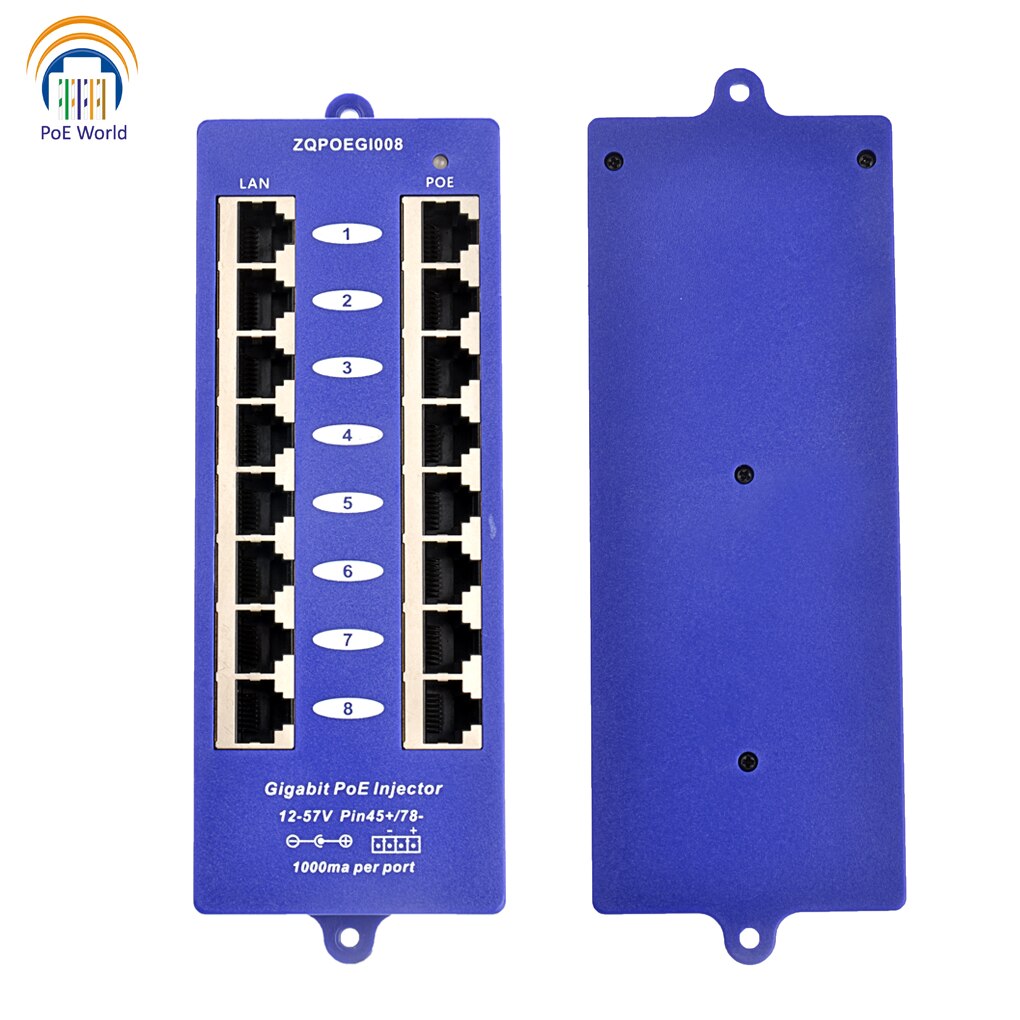 Adaptateur 24 v 60w a ca avec injecteur poe passif gigabit 8 ports pour ubiquiti et mikrotik