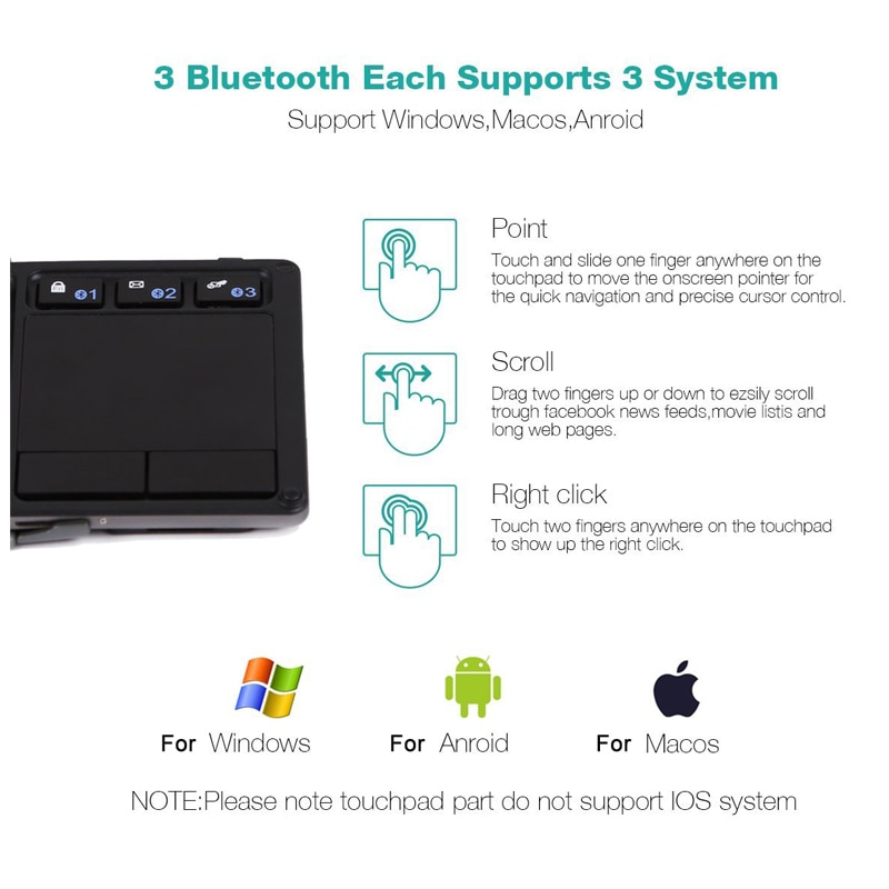 Portable Universal Folding Keyboard With Touchpad And Stand Bluetooth Wireless 3.0 Keyboards For Tablet SmartPhone Desktop PC