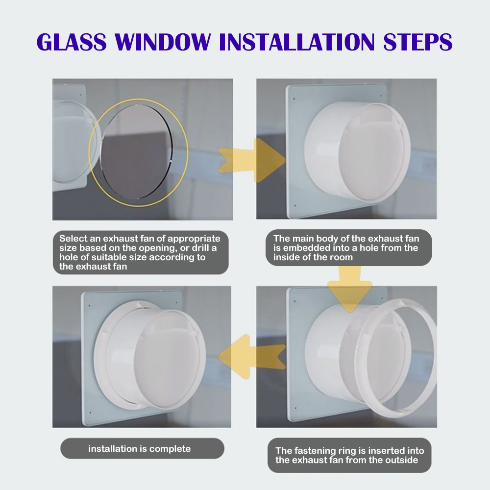 220V 4" Electric Exhaust Fan Wall Mounted Vent Fan Silence Ventilating Strong Exhaust Extractor Fan for Bathroom Toilet Kitchen