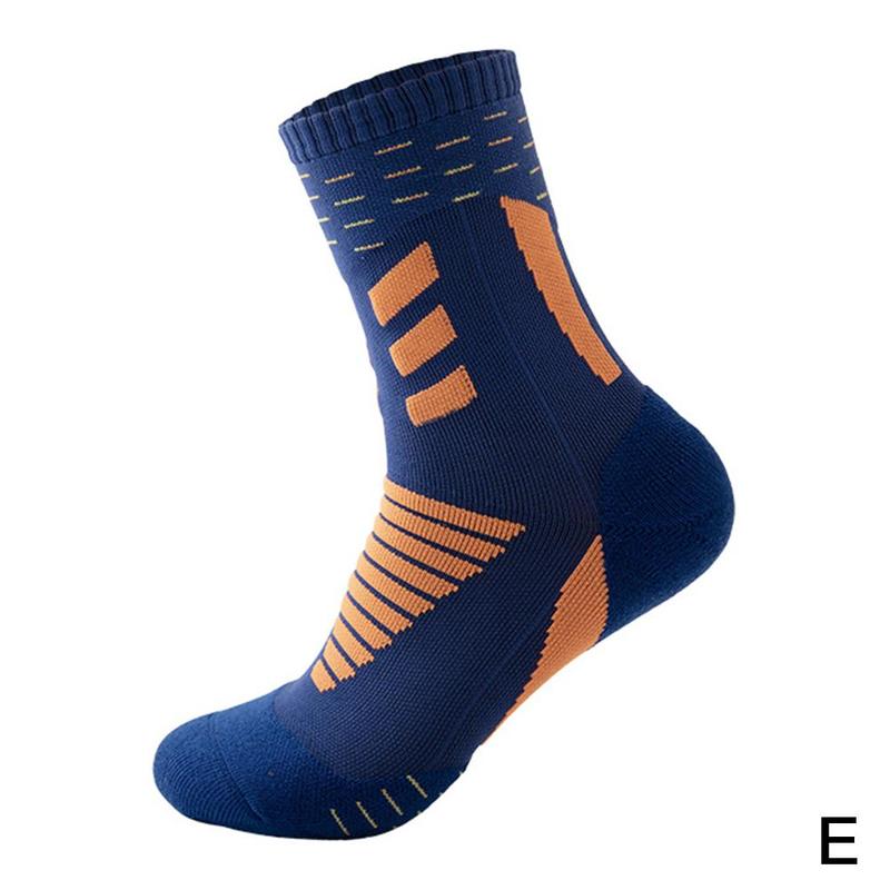1Pair Cycling Thicken Men Basketball Socks Deodorant Quick-drying Breathable Running Male Sports Long Tube Sock: long blue