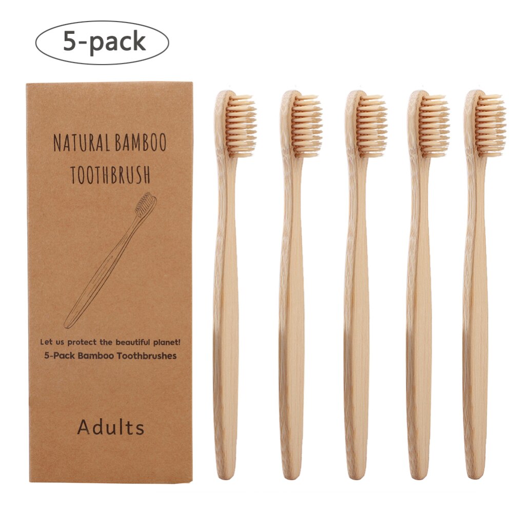 5 pack Adult Bamboo Toothbrushes Soft Bristles eco friendly cepillo dientes bambu Oral Care Toothbrush clareador de dente: Yellow