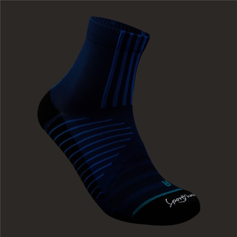 Baumwolle Feuchtigkeit Absorption Socken Pro Männer Schweiß Drainage Deodorization Sport Fitness Laufen Zubehör: Blau