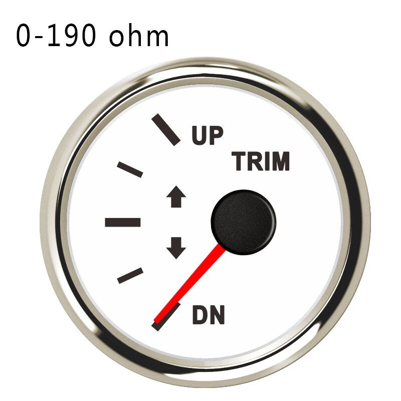 UP-DN de calibre embellecedor para barco marino, 52mm, 0-190ohm, 167-10ohm, con luz trasera roja, 12V, 24V, para motor fueraborda de coche y motocicleta: 0-190WS