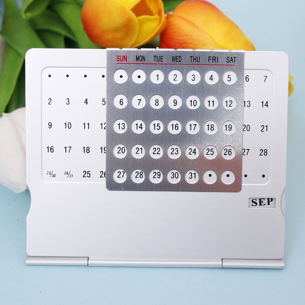Eeuwigdurende Kalender Mini Aluminium Stand Verstelbare Tafel Kalender DIY School Office Desktop Planner