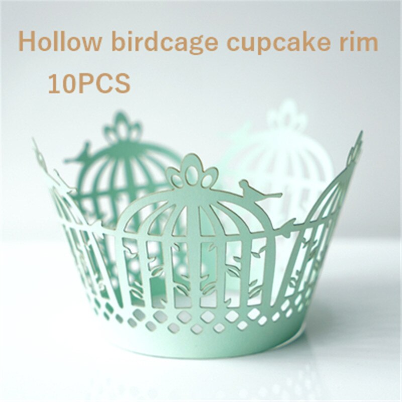 Cup Cake Grens Bos Art Papier Houder Parelmoer Papier Hollow Birdcage Cupcake Grens: 3