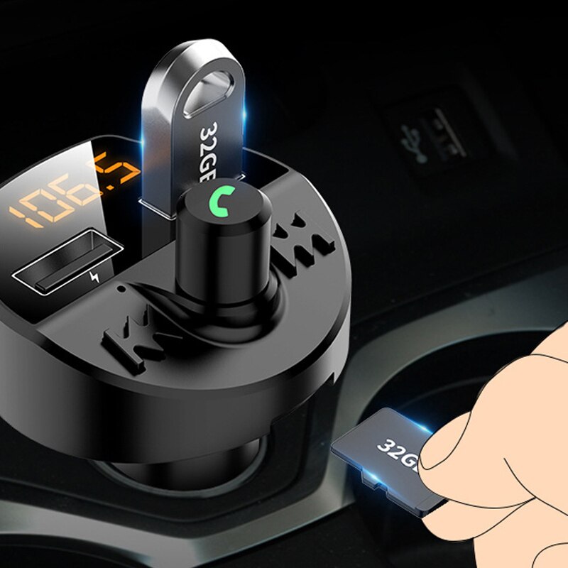 Dubbele usb autolader fm-zender draadloze bluetooth handsfree fm-modulator auto telefoonlader voor telefoon auto  mp3 spelers