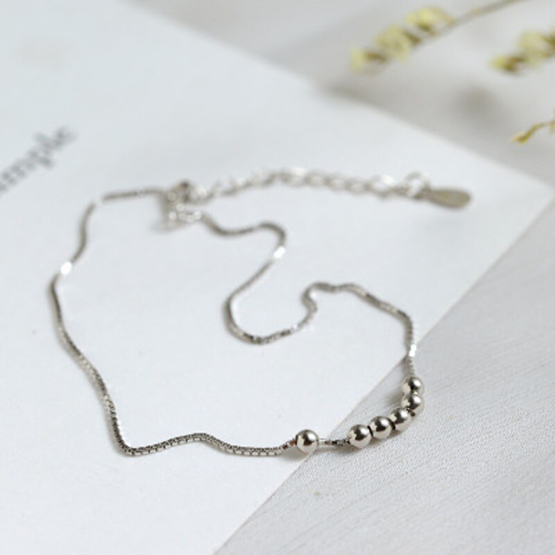 Koreaanse enkelband met 925 sterling zilveren kralen voor dames, fijne sieraden, beste vriend, kerst