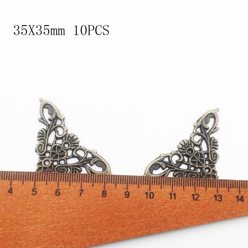 Coins métalliques Vintage pour livres, Scrapbooking, Albums photos, Menus, protection d'angle, artisanat en métal, ornement DIY, 35x35mm, 10 pièces/lot