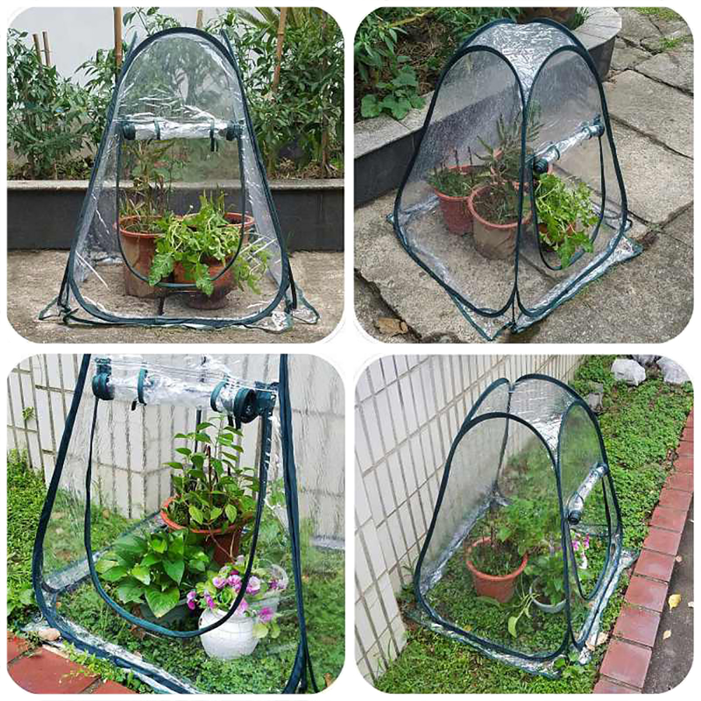 Bærbar sammenfoldelig mini gennemsigtig haveplante blomsterdæksel telt mini drivhuse pvc varme rum have drivhus pop up udendørs