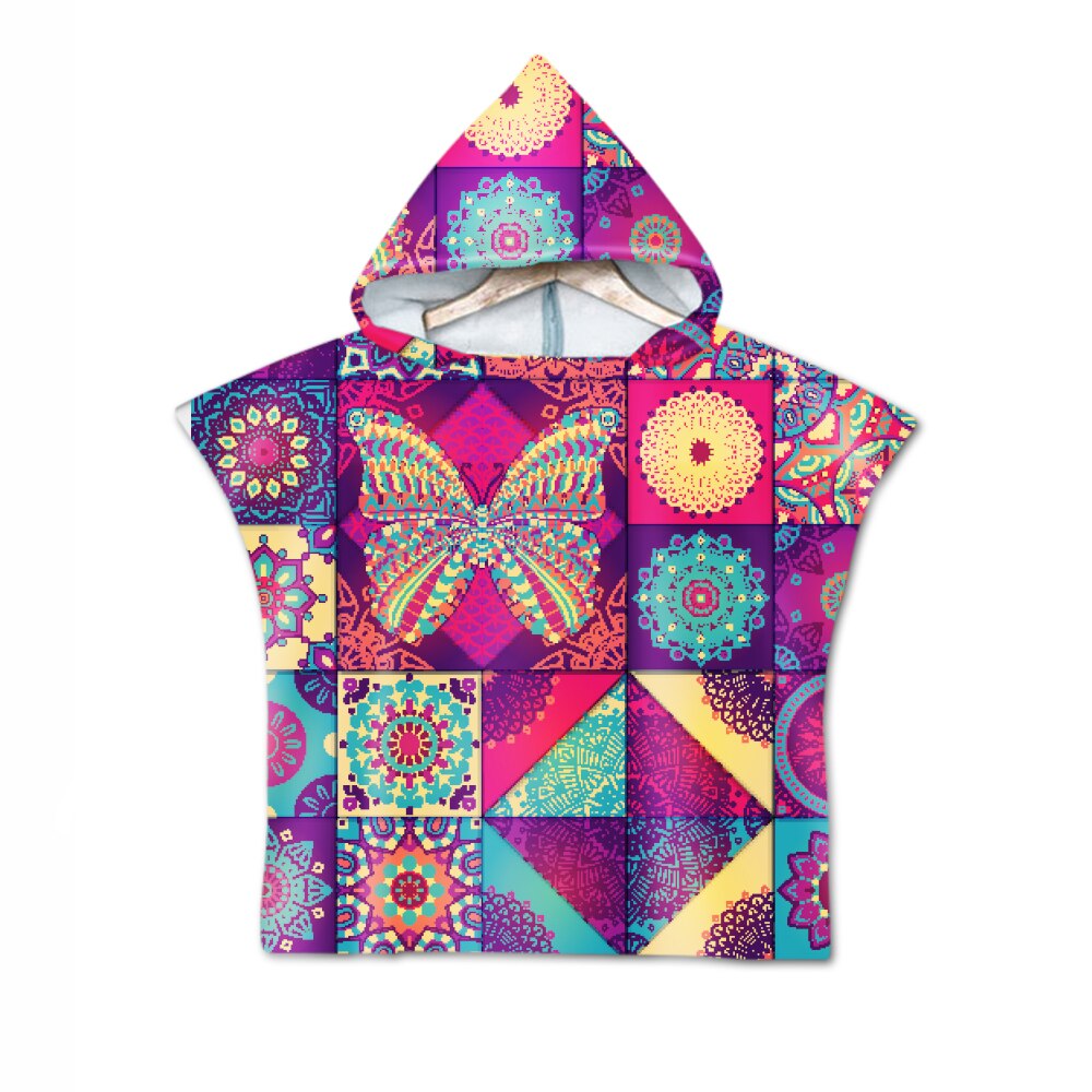 Novelty Boho Bohemian Mandala Bloem Geometrische Diamanten Baby Kids Hooded Zwembad Bad Strand Poncho Handdoek Cape