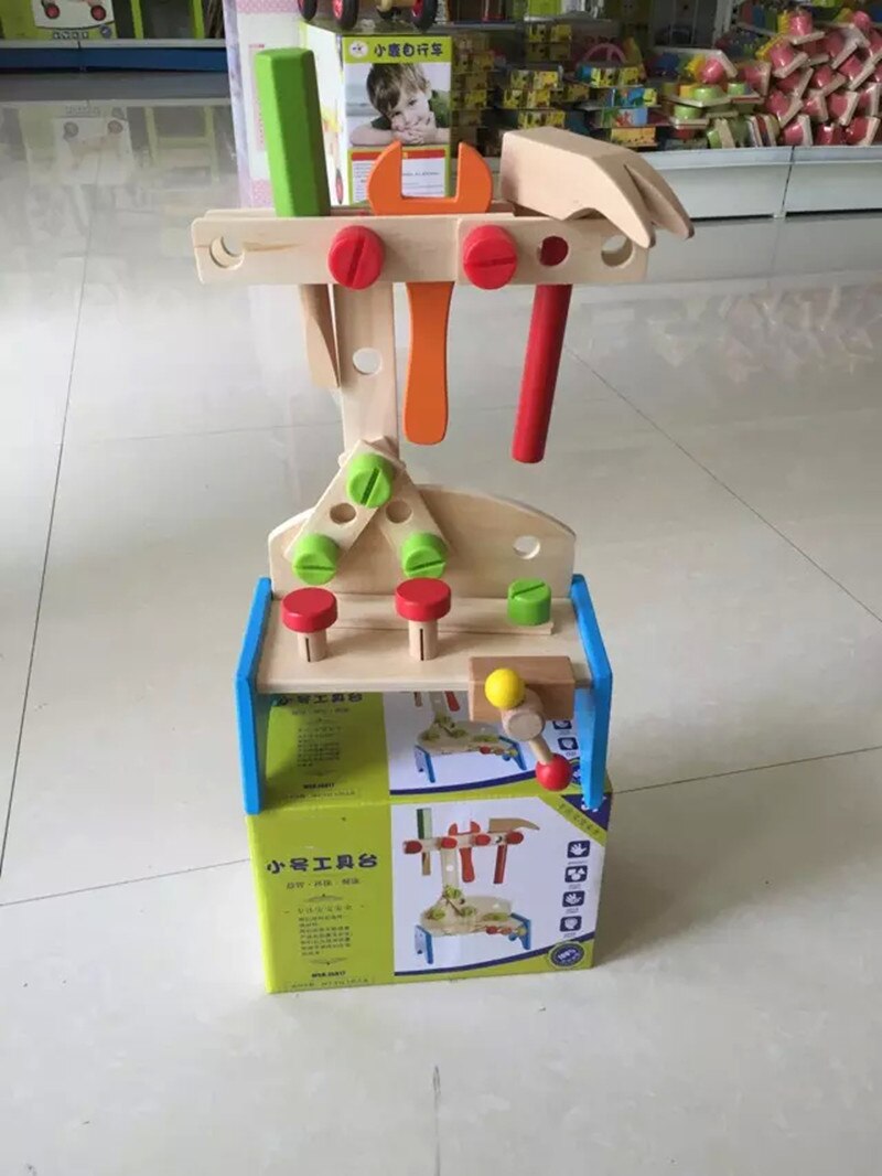 Neue holzspielzeug Mini woking werkzeuge tisch holz blöcke baby pädagogisches spielzeug baby spielzeug Freies