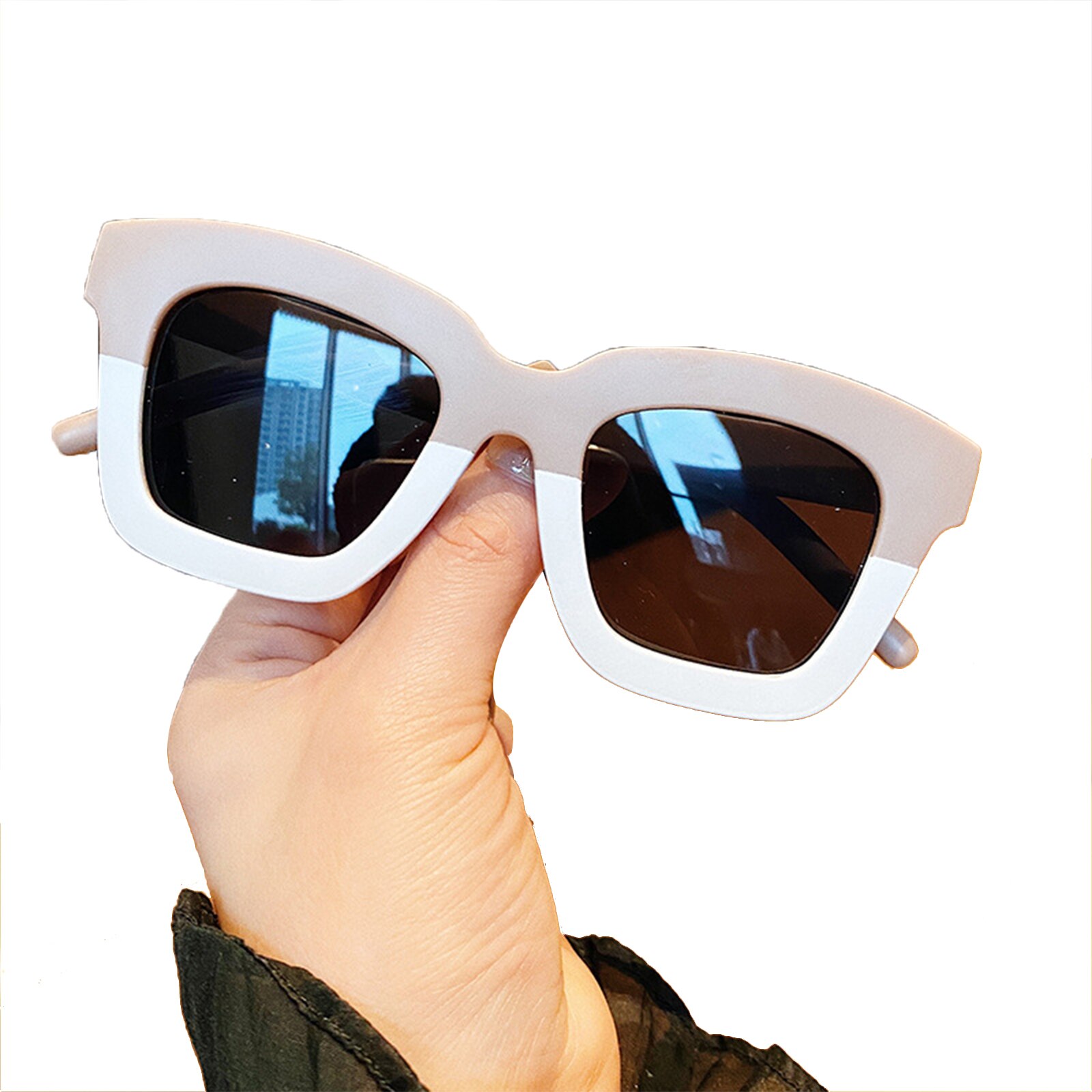 Kleinkind freundlicher Jungen Mädchen Sonnenbrille Anti-Uv Quadratische Dekorative Gläser Fotografie Requisiten 1-6Jahre