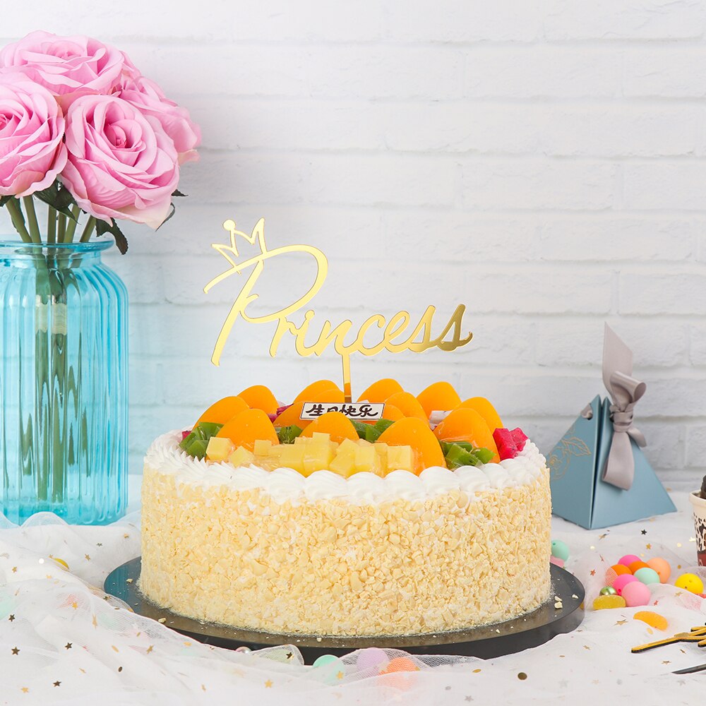 Goud Koning Koningin Prins Prinses Kroon Cake Topper Gelukkige Verjaardag Cupcake Topper Bruiloft Valentijnsdag Party Cake Decor
