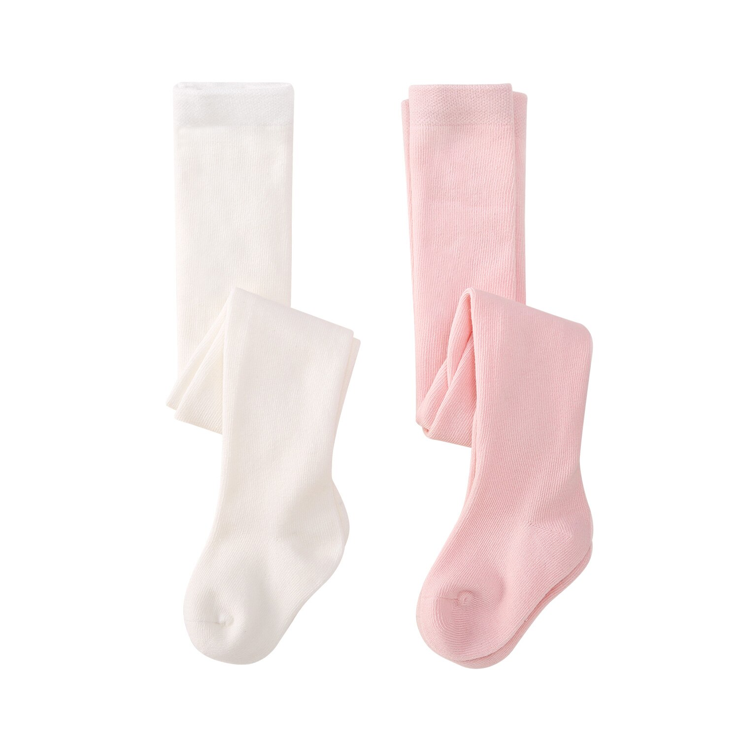 Pureborn 2 Pack Gebreide Katoenen Baby Meisje Strakke Broek Herfst Baby Meisjes Lolita Modieuze Volledige Lengte Baby Meisje Voet Broek: Pink and White / 2-3 Years