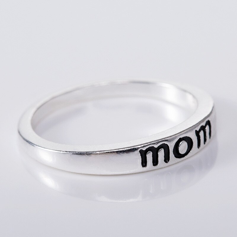 Modyle Klassieke Zilveren Kleur Ring Sieraden Brief Mama en Papa Ring voor Vrouwen Man Clear Mode Vaderdag Moeder dag