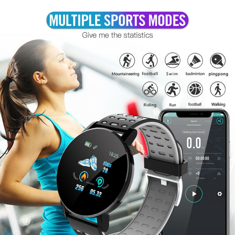 119 Plus Smart Horloge Armband Mannen Vrouwen Kids Activiteit Tracker Stappenteller Stappenteller Fitbit Sport Horloge Voor Android ios