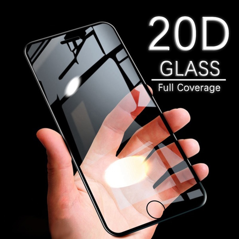20D borde curvo cubierta completa de vidrio Protector para iphone 7 8 6 6S Plus Protector de pantalla templado para iphone X XR XS Max película de vidrio