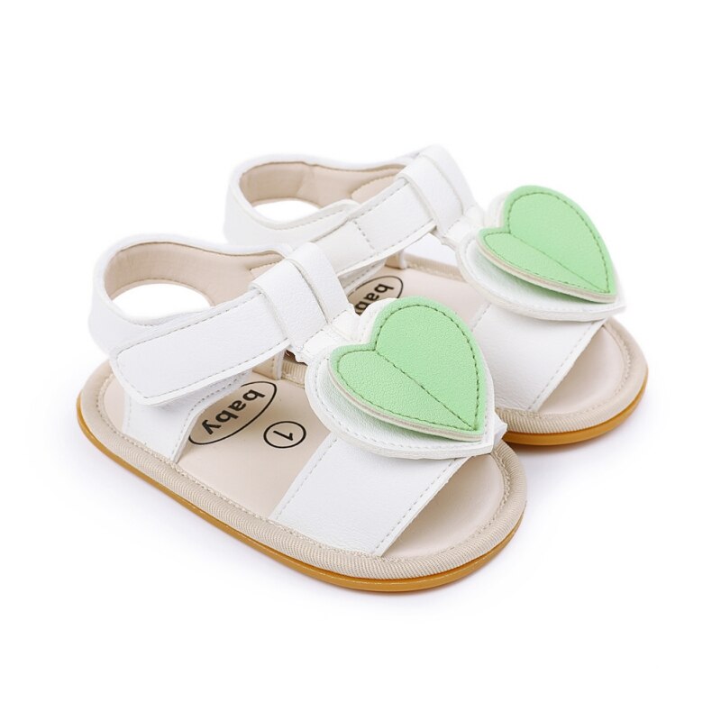 Zomer Pu Baby Antislip Sandalen Kind Meisjes Mode Liefde Decoratie Sandalen Baby Schoenen 0-18M baby Schoenen: W / 13-18 months