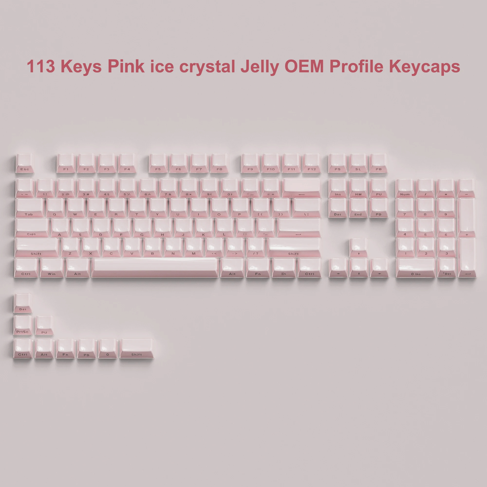Womier White Crystal Jelly Keycaps Aangepaste zijkant bedrukte Keycaps 113 toetsen OEM-profiel voor Cherry MX Switches Mechanisch toetsenbord: Bruin