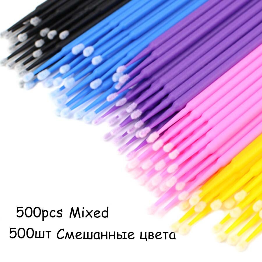 300/500 Pcs Disposable MicroBrush Eyelashes Extension Individual Lash Removing Swab Micro Brush For Eyelash Extension Tools: 500 pcs mixed