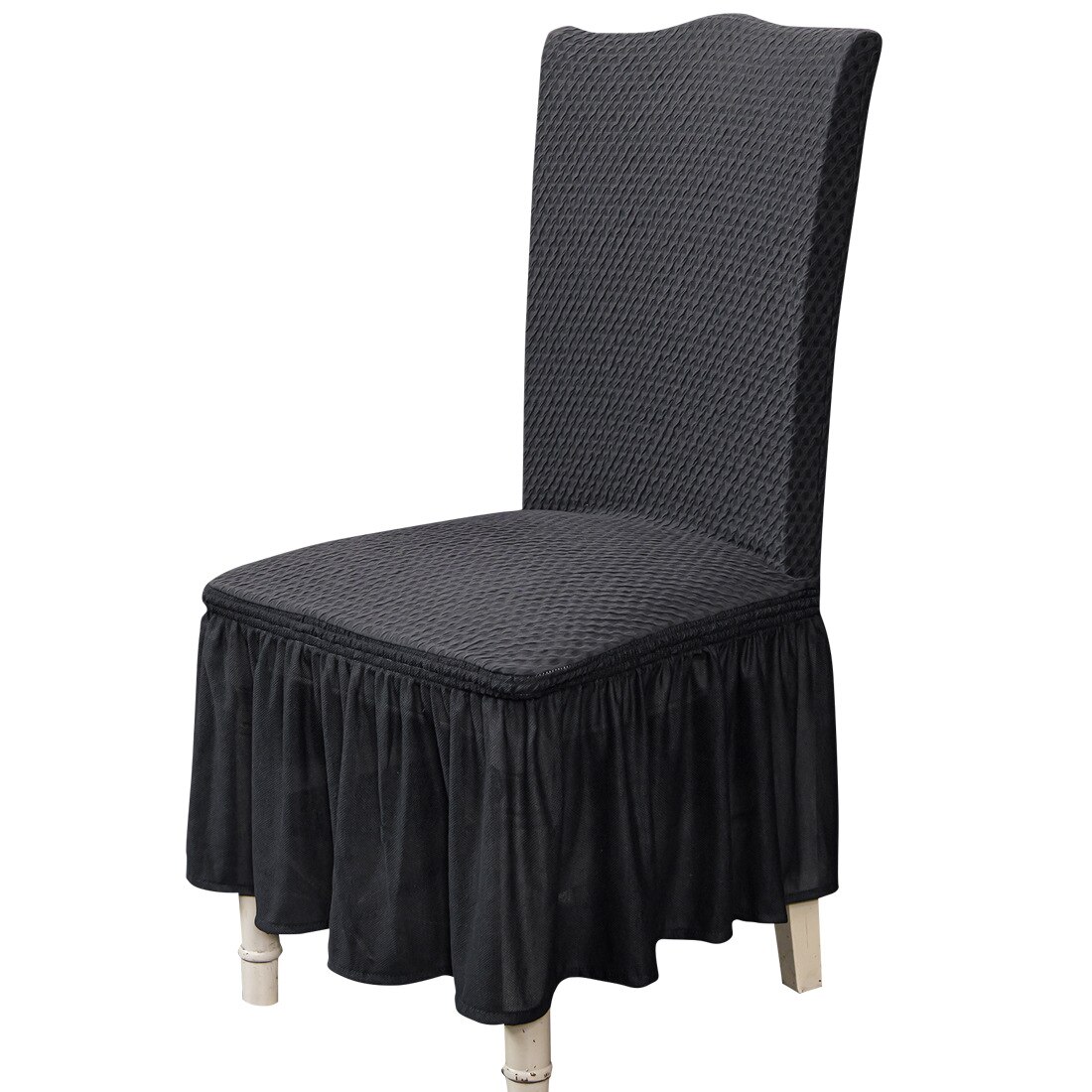 Eetkamerstoel Cover Jacquard Stoel Hoes Case Voor Stoelen Kantoor Bruiloft Eetkamer Spandex Stoel Cover Stretch: dark gray