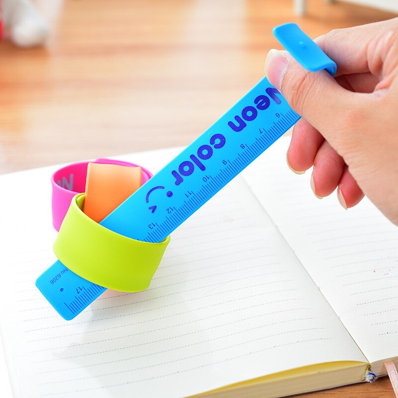 1pc Silicone w15 w54 Portable Slap Bracelet Student Supply Drawing Painting w51 Cute Soft Ruler