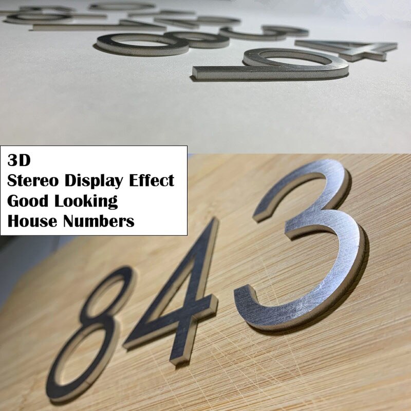 60mm Stainless Steel Self Adhesive House Number Sticker Metal Doorplate Home Door Plaque Numbers Sign For Mailbox Street Numbers