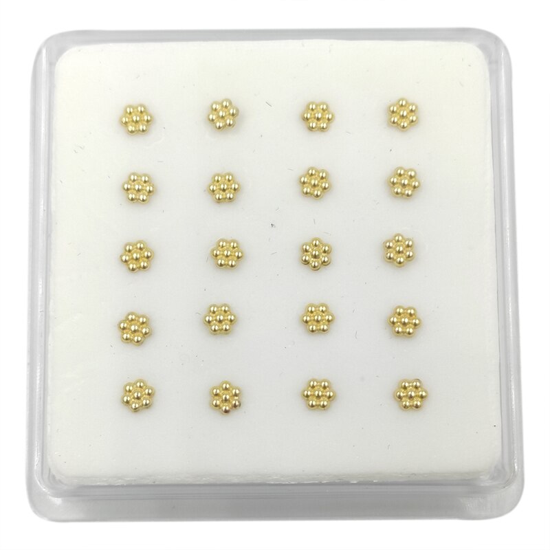 925 nasenstecker aus sterlingsilber mit blumenmotiv, 20 stück/packung: Goldball