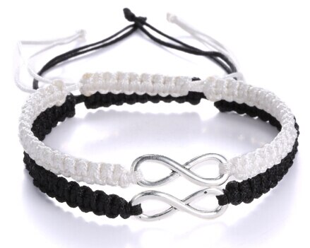 Mode Koppels Armband Liefhebbers Armband Voor Vriendin Vriendje Vrouwen Mannen Sieraden Handgemaakte Gevlochten Weven Touw Sieraden: Black white