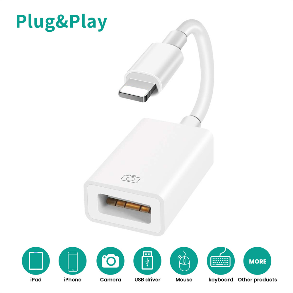 MeloAudio Upgraded OTG Cable Male to Female 500mAh USB Adapter Lightning for iPhone iPad iOS 9 to 14 Compatible MIDI Keyboards