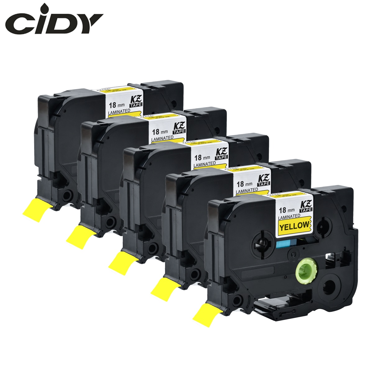 CIDY 5 uds Compatible p touch laminada tze 641 tz641 tze641 cinta 18mm negro sobre amarillo cinta tze-641 tz-641 para impresoras