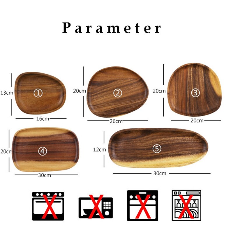 5 Stks/set Lovesickness Massief Houten Schotel Trays Plaat Voor Steak Brood Sanwich Burger Sushi Fruit Koffie Thee Dessert Diner Servies