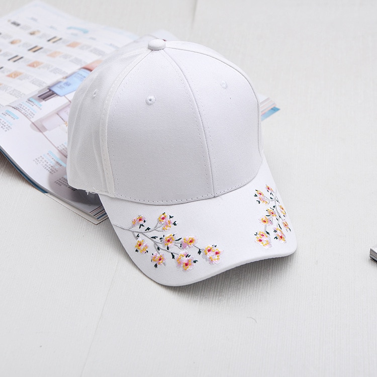 Yifei Mode Hoed Katoen Baseball Cap Pruimenbloesem Borduren Cap Hip Hop Cap Wind Herstellen Van Oude Manieren Cap Cadeaus Voor vrouw: WHITE