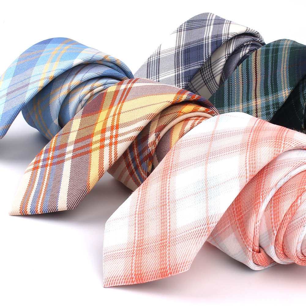 Bomulds plaid slips til mænd kvinder casua tyndt slips til bryllupsfest drenge piger jakkesæt slips slank ternet slips gravata