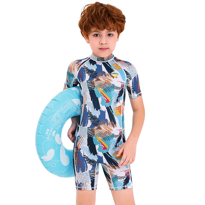 Girls Colorful Doodle Diving Swimwear Wetsuit For Boys Short Swimsuit Thin Drifting Jellyfish Suit Children Bathing Suit