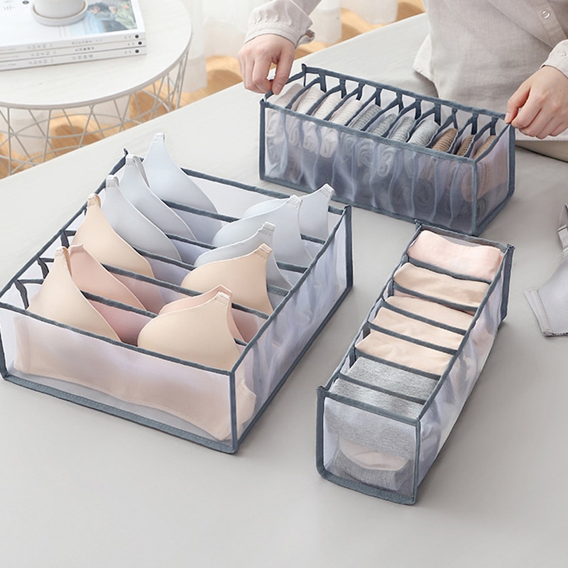 Dormitory Closet Organizer For Socks Home Separated Underwear Storage Box 6/7/11 Grids Bra Organizer Foldable Drawer Organizer