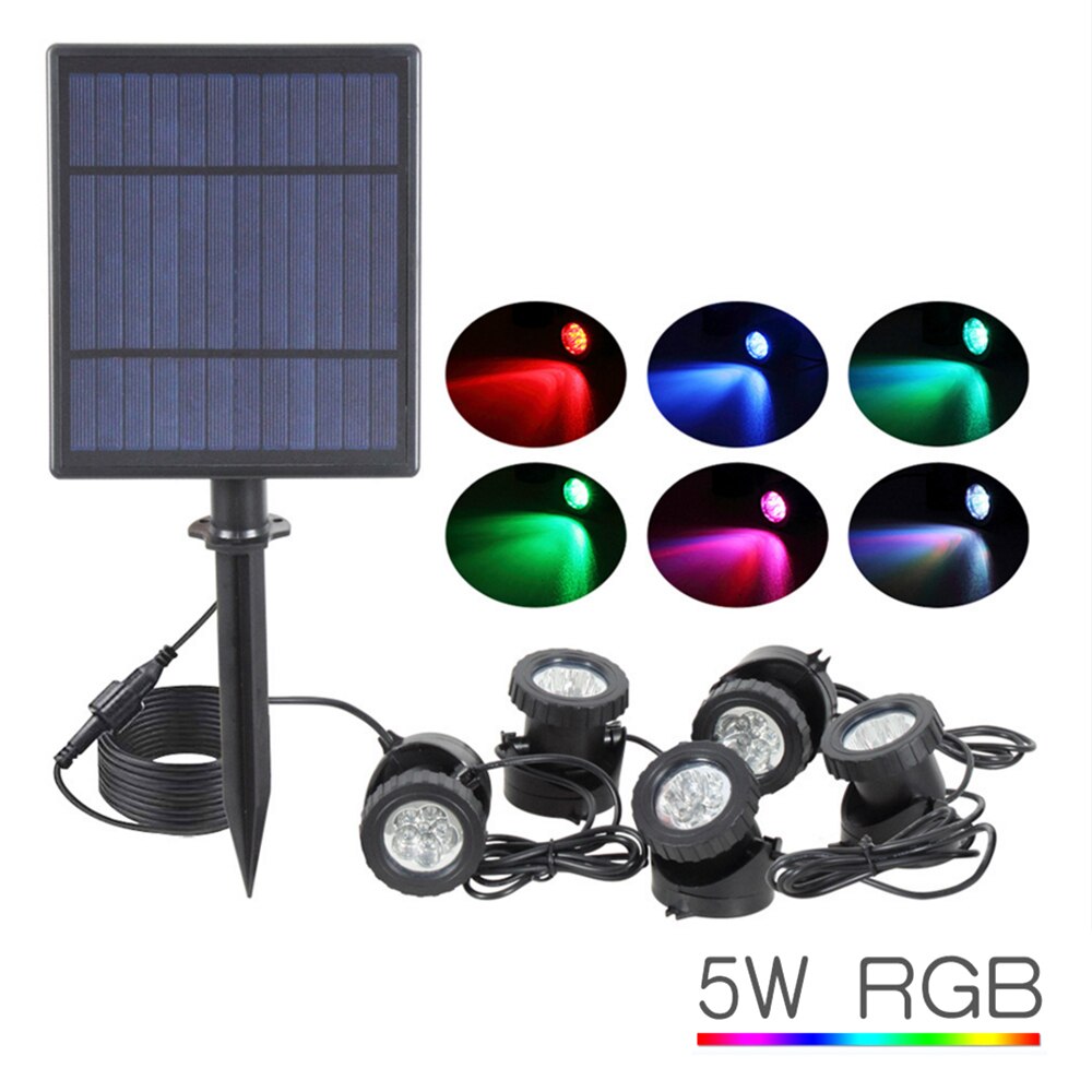 Solar RGB LED Underwater Light Garden Lawn Pond Light IP68 Waterproof Landscape Spotlight Pond Submarine Projector Light
