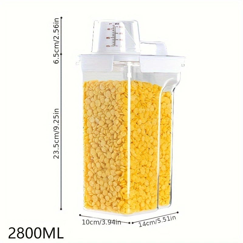 Grand bac hermétique pour le stockage des aliments, tasse à mesurer, plastique transparent, cuisine et garde-manger, organisateur de farine: Rouge