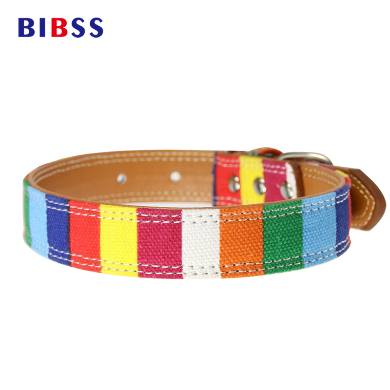 Kleurrijke Regenboog halsbanden canvas + PU materiaal maat verstelbare Kraag voor Honden voor Pet Hond Kat levert