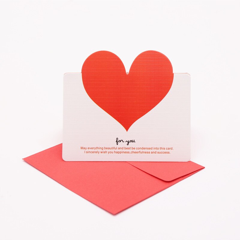 Mix Color Love Heart Shape Greeting Card Foldable Envelope Birthday Wedding Party Blessing Valentine Happy Xmas Stationery: White envelope 8PC