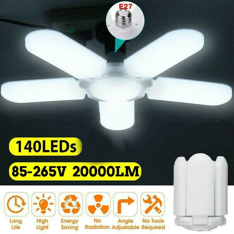 LED Garage Light Brighter Useful Lights Adjustable Fan Blades Deformable Ceiling Lamp For Car Garage Light