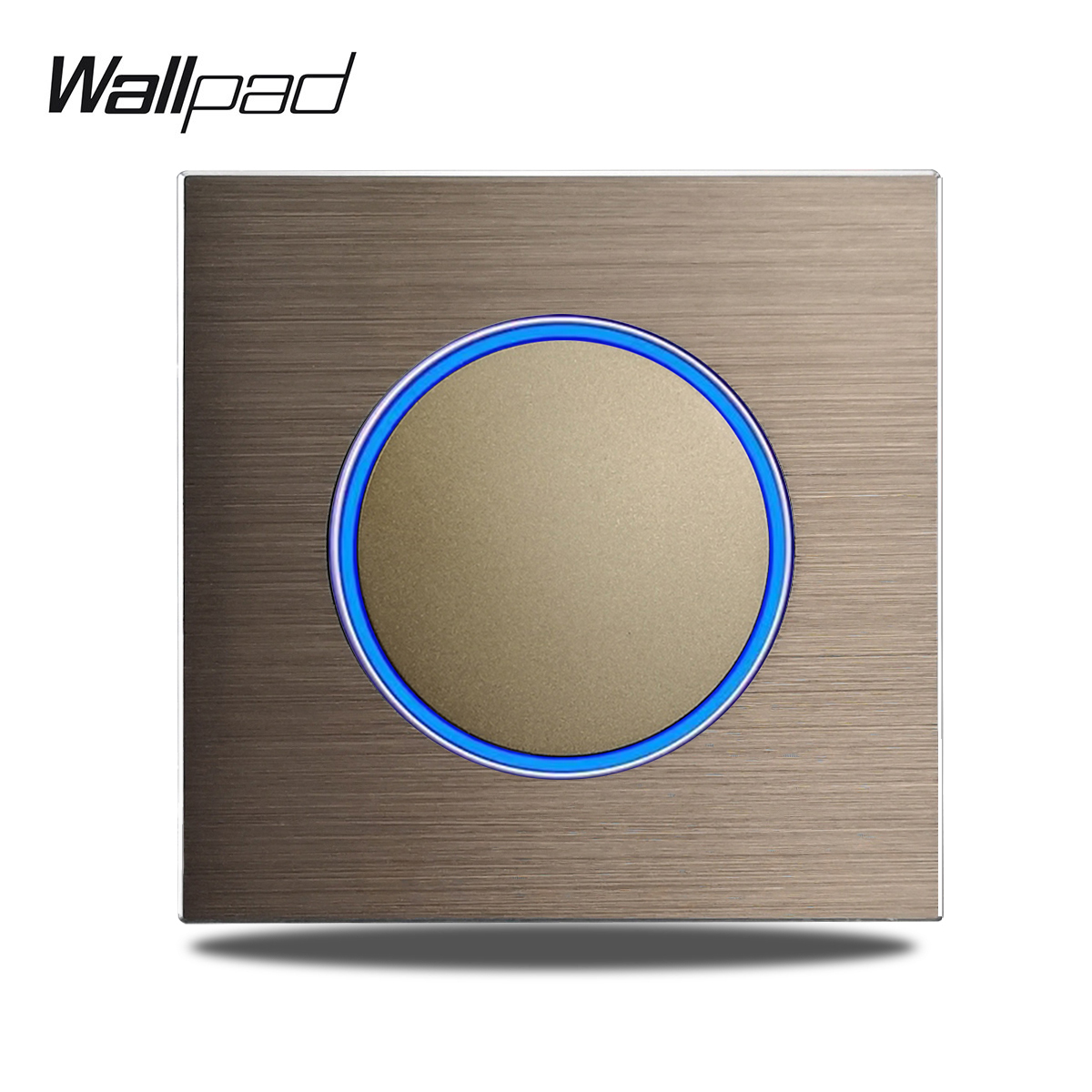 Bruine Wandschakelaar Met Ronde Led-Lichtknop 1 2 3 4 Bende Lichtschakelaar Geborsteld Aluminium Metalen Paneel, L6 Serie